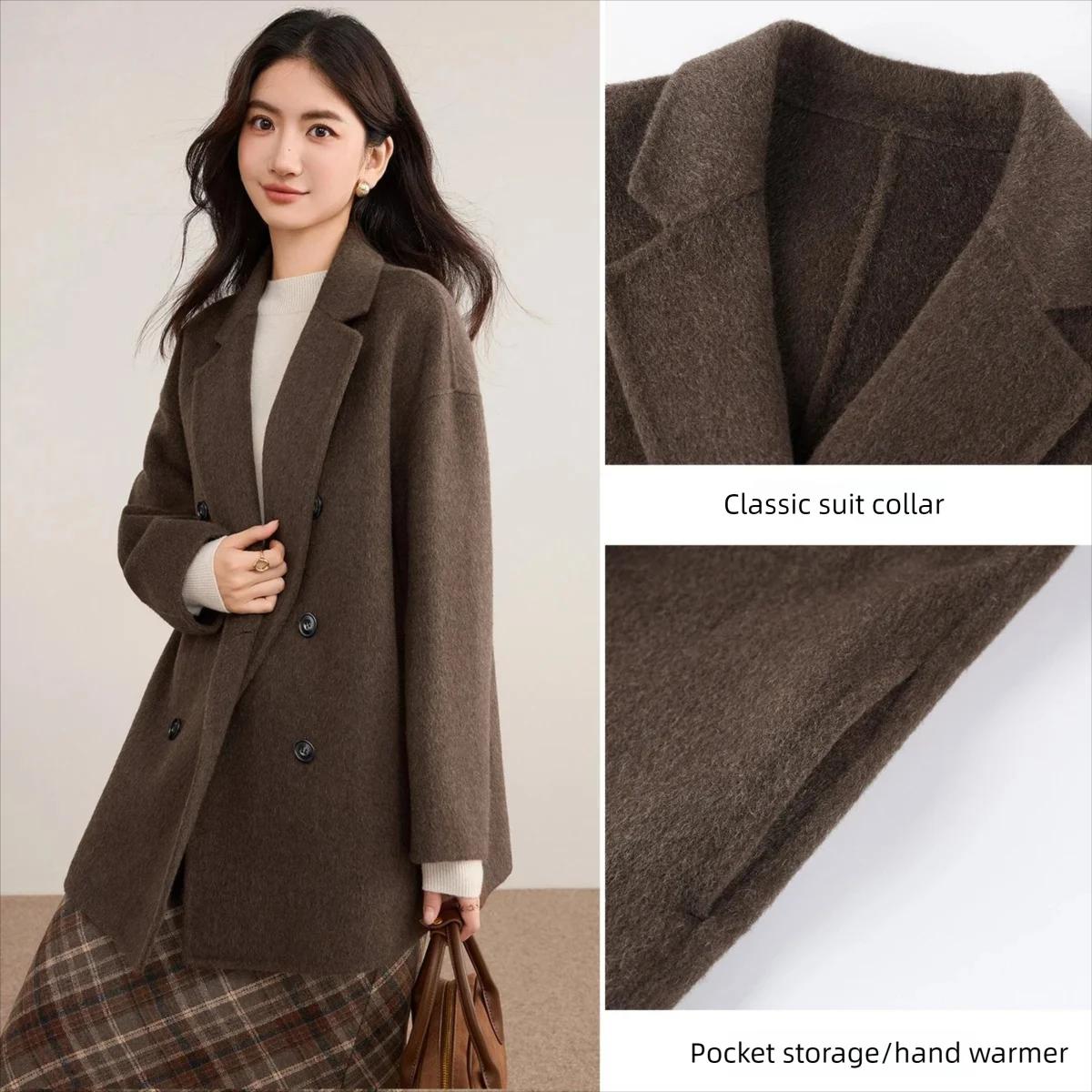 Manteaux en laine SENTUBILA pour femme, collection hiver 2026, vestes à revers crantés, manches long