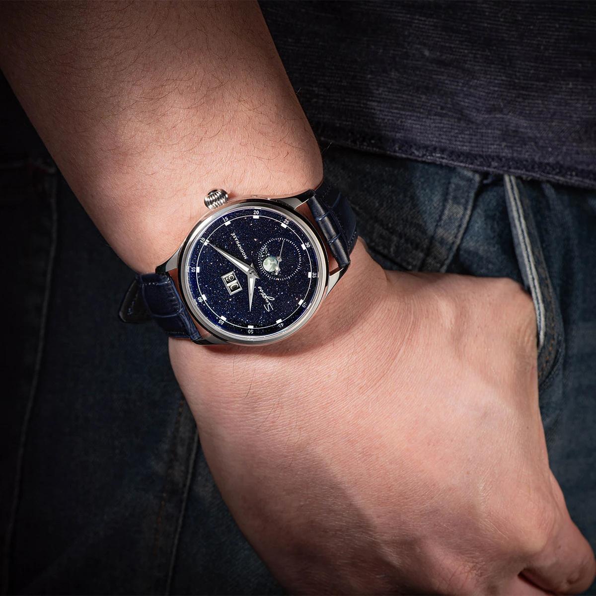 Sugess Moonphase montre pour hommes 40mm montres mécaniques automatiques origine ST2528 mouvement ac