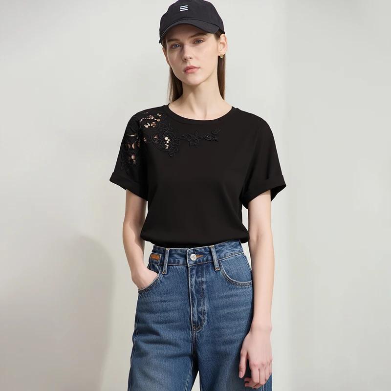 T-shirt Amii 2026 Nouvelle Collection Été Décontracté Ample Épaules Tombantes Manches Courtes Haut F