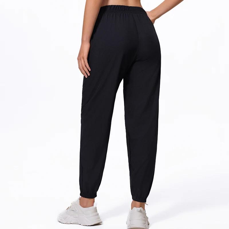 Pantalon de sport décontracté pour femmes, 1/2 pièces, avec poches noires, pour course à pied, Fitne