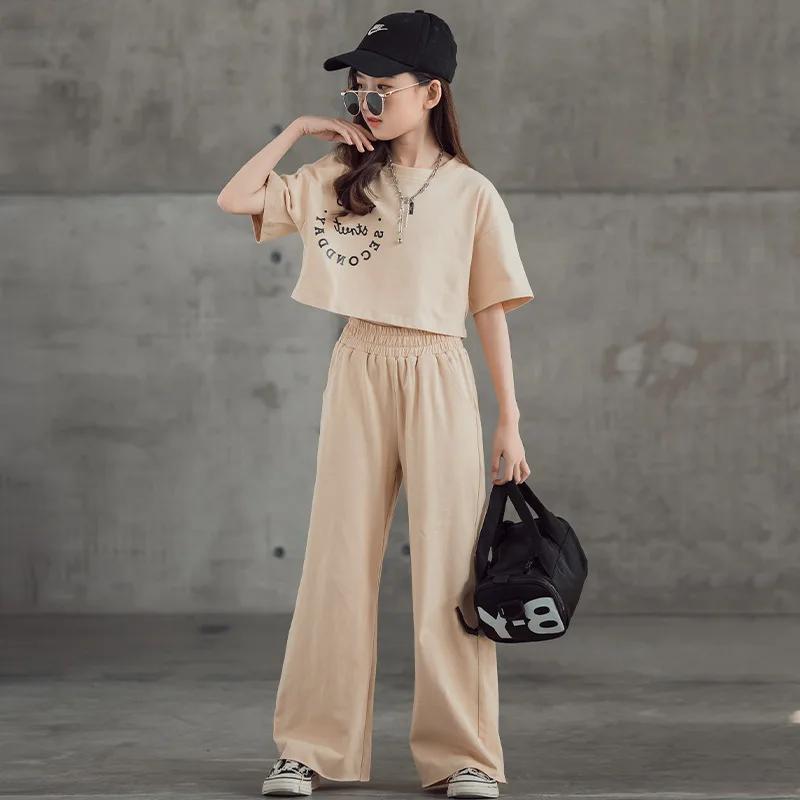 Ensemble de vêtements pour adolescentes de printemps et d'été, t-shirt et pantalon courts pour enfan