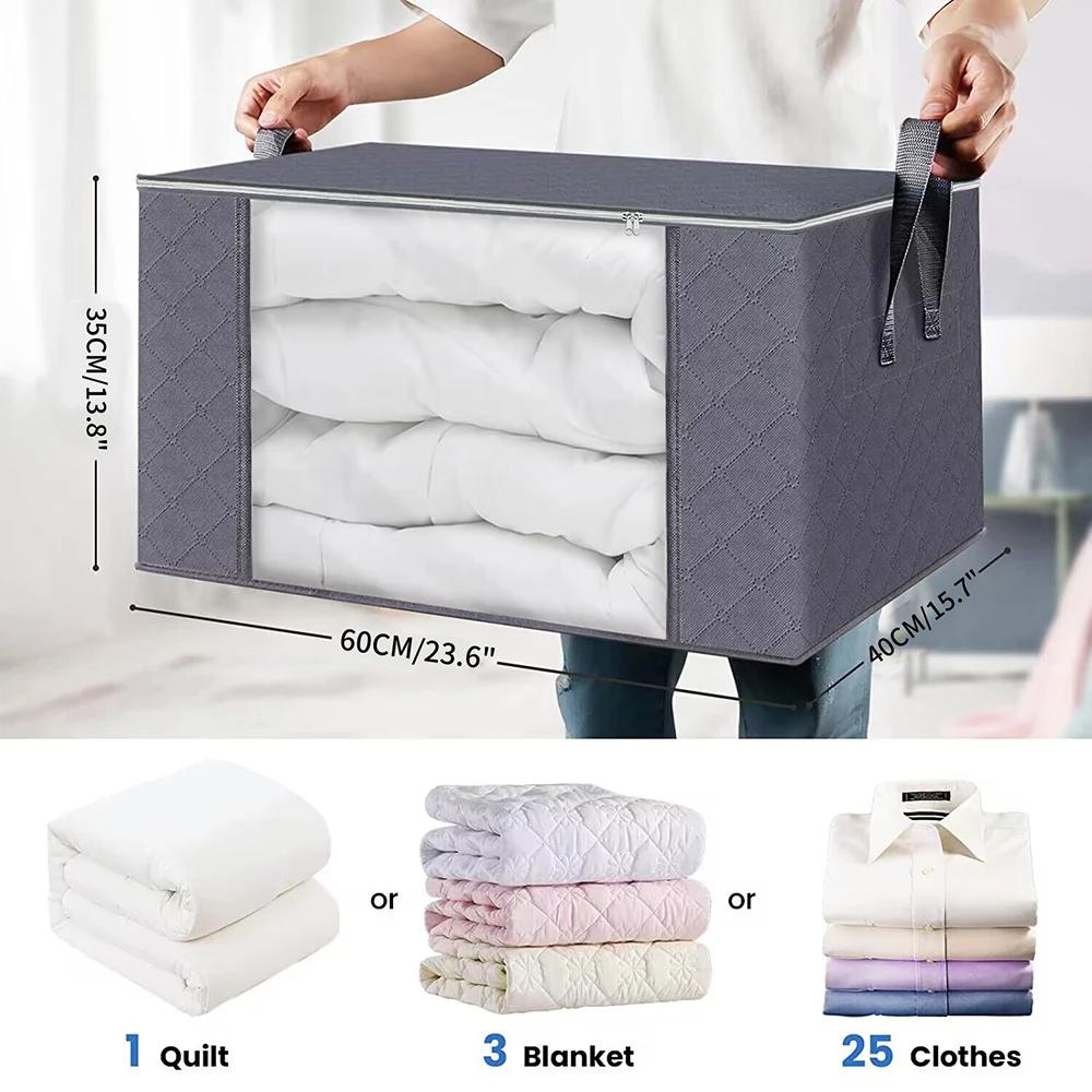 Sac de rangement pour vêtements de grande capacité, conteneurs de rangement pour couvertures pliable