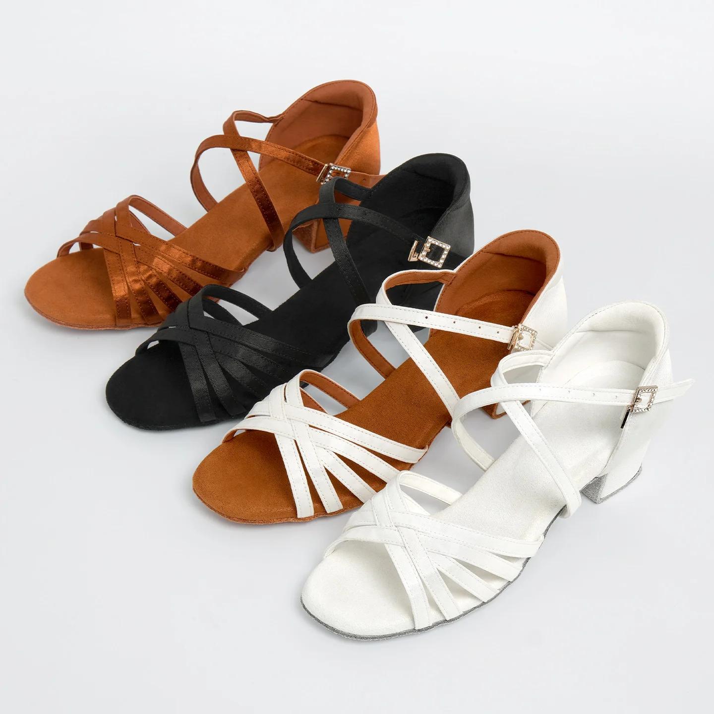Chaussures latines talons bas pour filles - Danse Tango Rumba Salsa salle de bal femmes