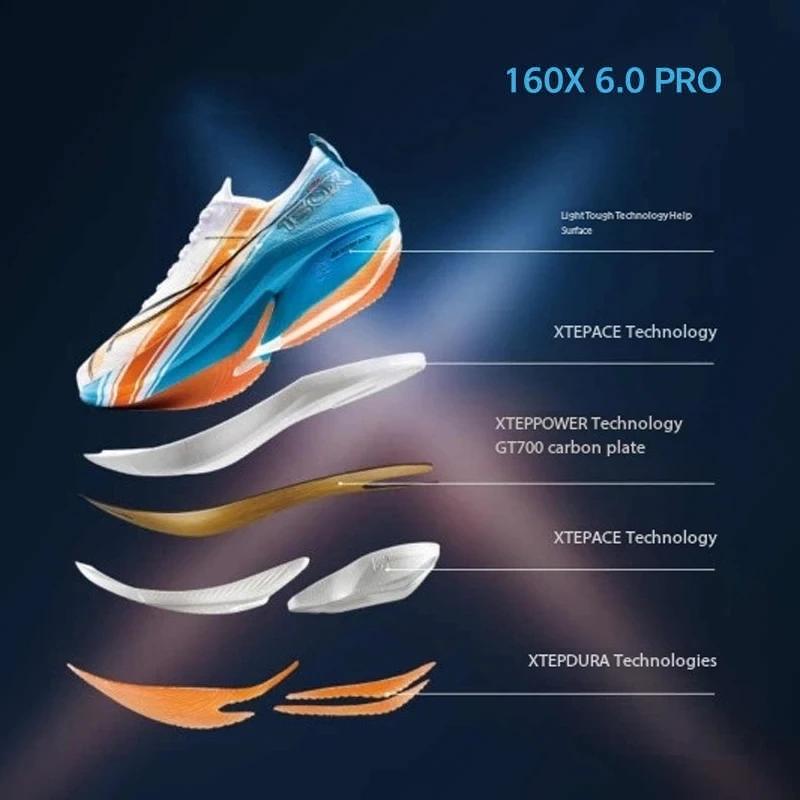 Chaussures de course légères stables homme Xtep 160X 6.0 PRO - Baskets marathon durables professionnelles