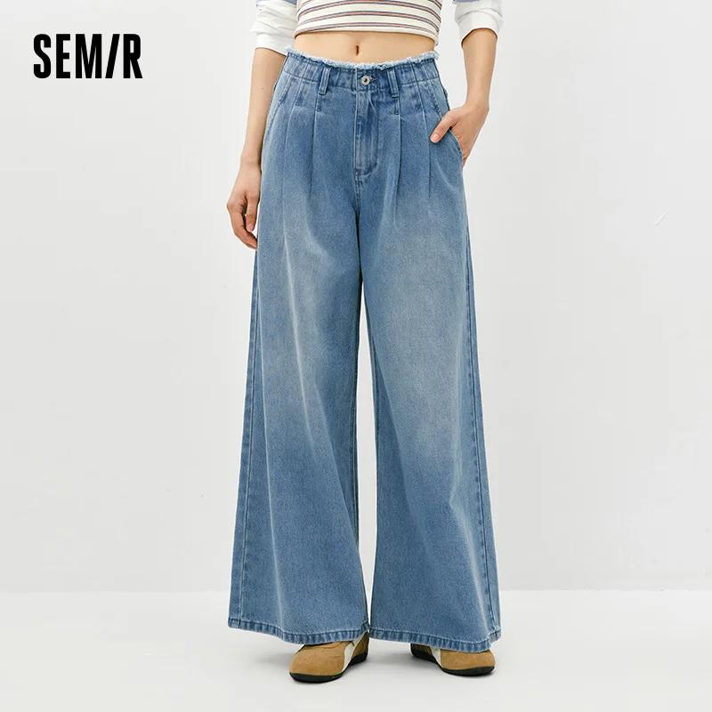 Semir – jean élégant pour femmes, ourlet brut, taille haute, jambes larges, longueur au sol, pantalo