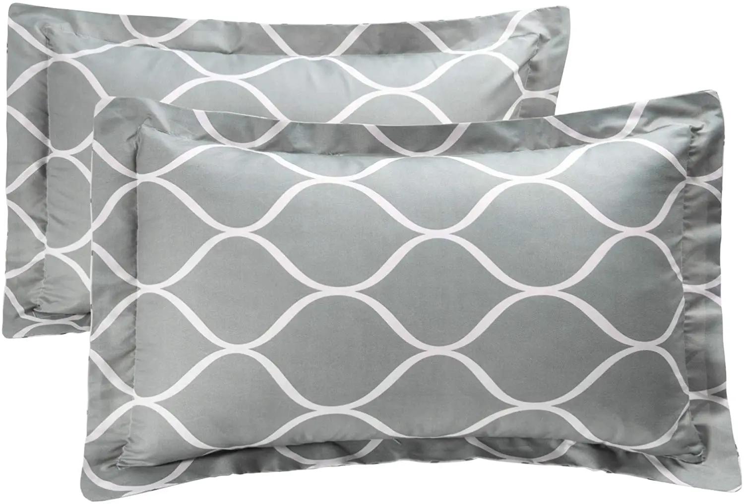 Parure de lit double en polyester gris, géométrique, couette, 2 pièces