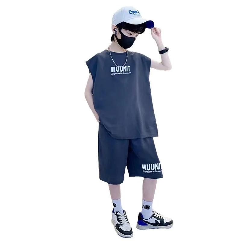 Ensemble d'été en coton pour adolescents garçons : T-shirt imprimé ailes et short (2 pièces) – Tenue
