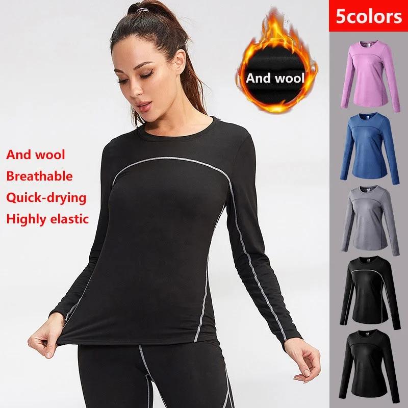 Haut fitness femme manches longues automne hiver - Séchage rapide stretch yoga course mince