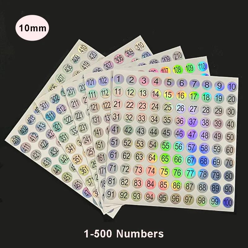 Étiquette autocollante avec numéro Laser, 5 feuilles (1-500), pour vernis à ongles, affichage des po