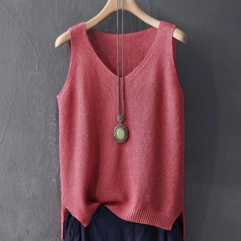 Blusas Mujer De Moda 2024 Blouse femmes été sans manches tricoté Blouse chemise femmes vêtements col