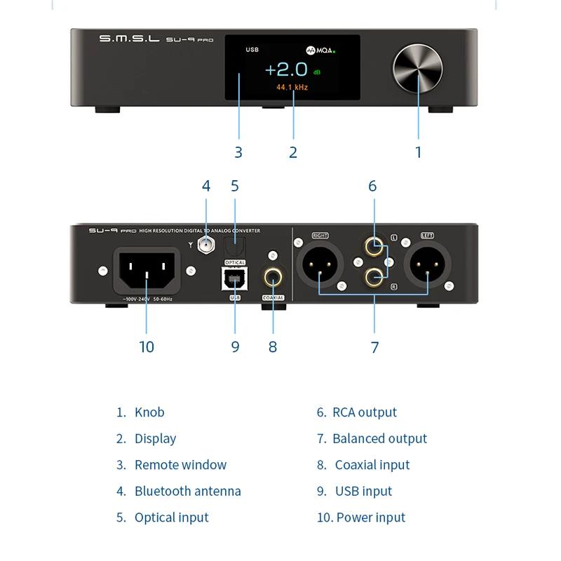 SMSL SU-9 PRO ES9039MPRO Décodeur MQA & MQA-CD Bluetooth 5.0 SU9 PRO Radiateur XU316 768 ENTER/32Bit