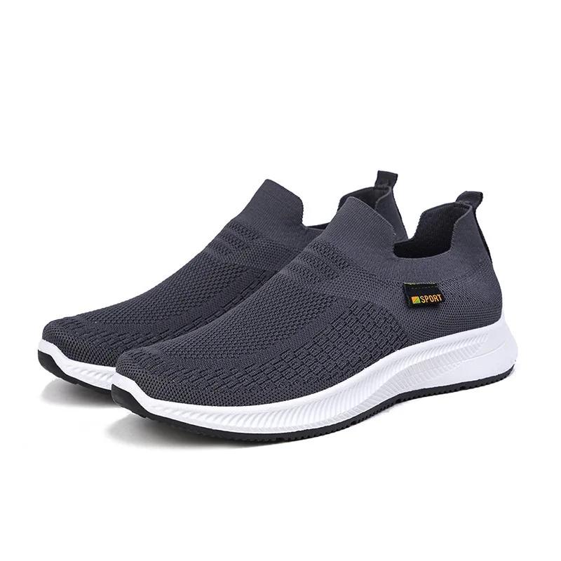 Hommes chaussures de marche tricot maille respirant baskets légères baskets à enfiler hommes chaussu