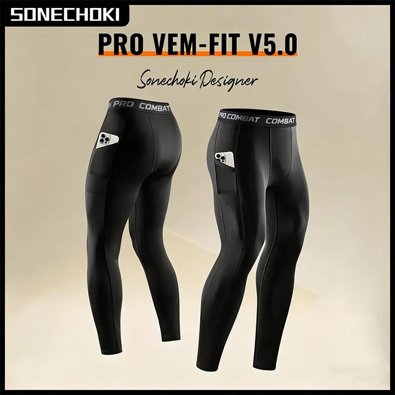 Pantalon de compression pour homme, leggings de sport pour la salle de sport avec poches, collants d