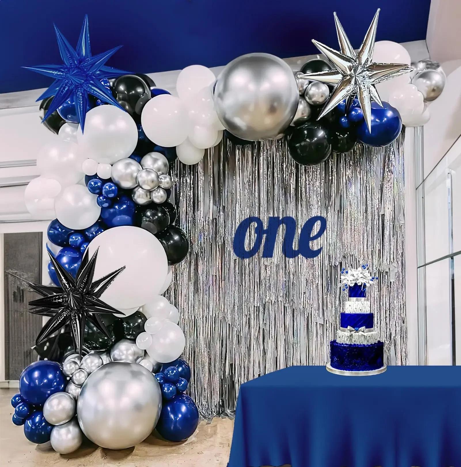 6/12 pièces noir argent coloré gouttelette d'eau ballon Explosion étoile feuille ballons pour annive