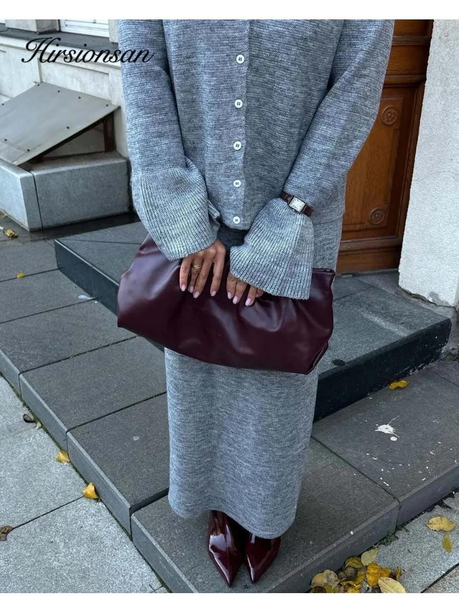 Hirsionsan Sexy doux élégant Vintage femmes costumes 2 pièces femmes ensembles col Polo Cardigan pul