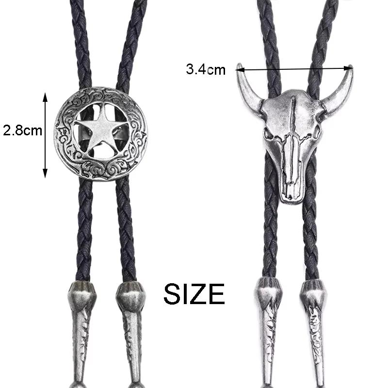 Tête de taureau réglable cinq étoiles Cowboy occidental Bolo cravate Rodeo danse cravate Faux cuir p