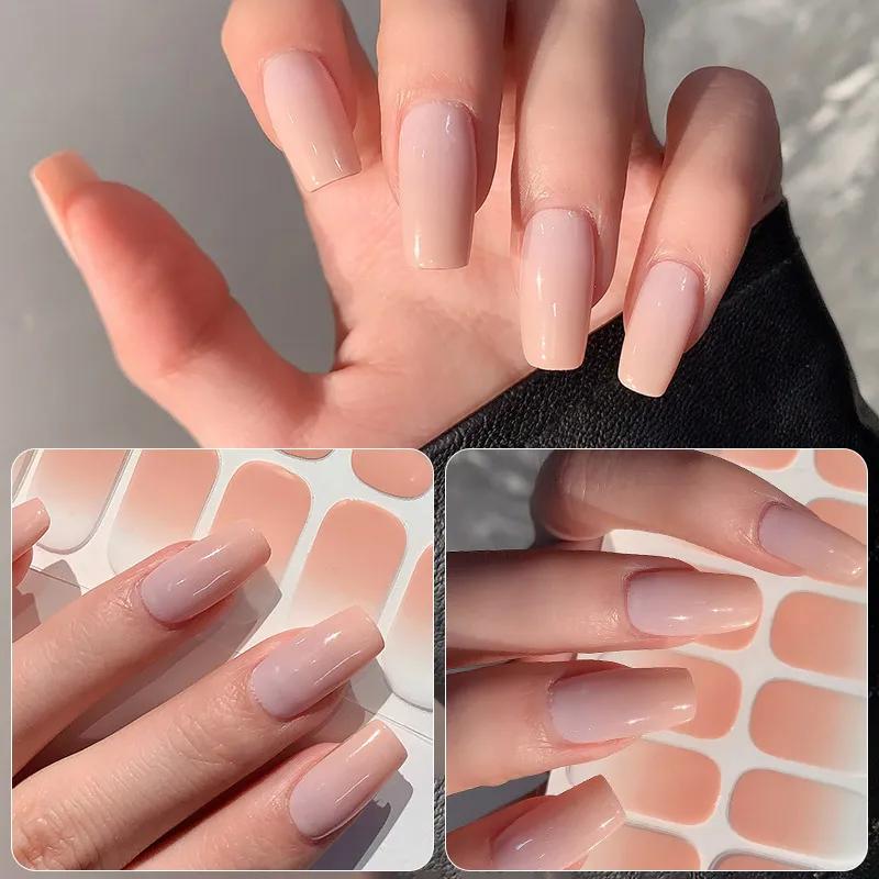 Autocollants dégradés à couverture complète pour ongles, multi-documents, curseur auto-adhésif, pas 