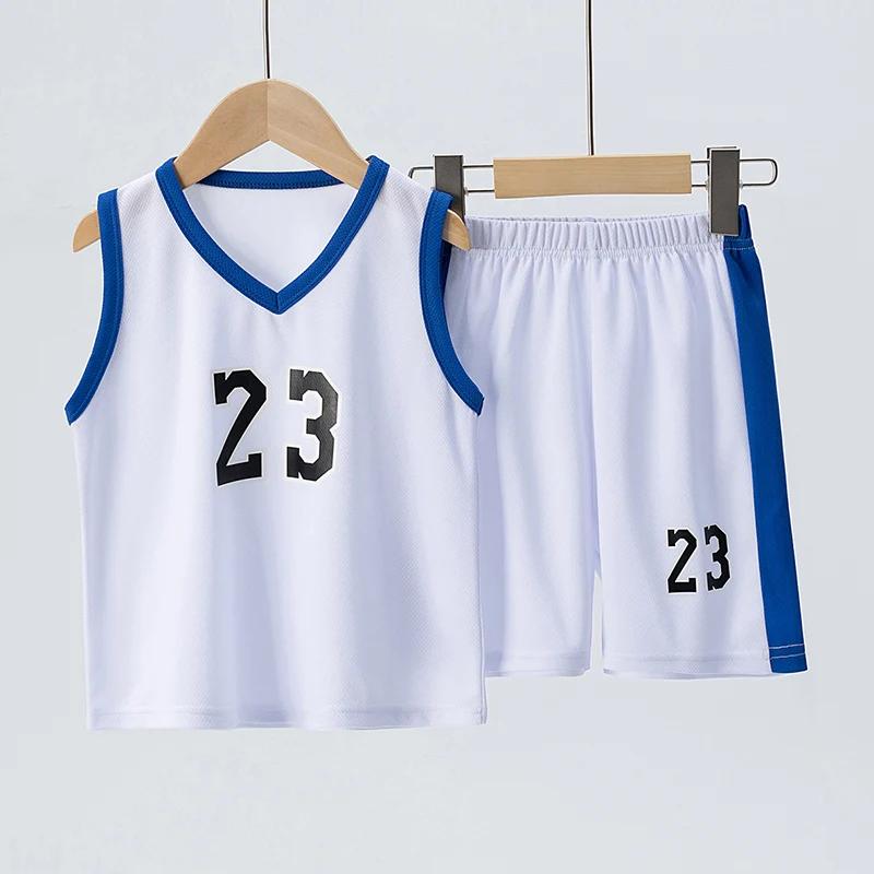 Ensemble de sport 2 pièces à séchage rapide pour enfants, basket-ball, Football, course à pied, haut