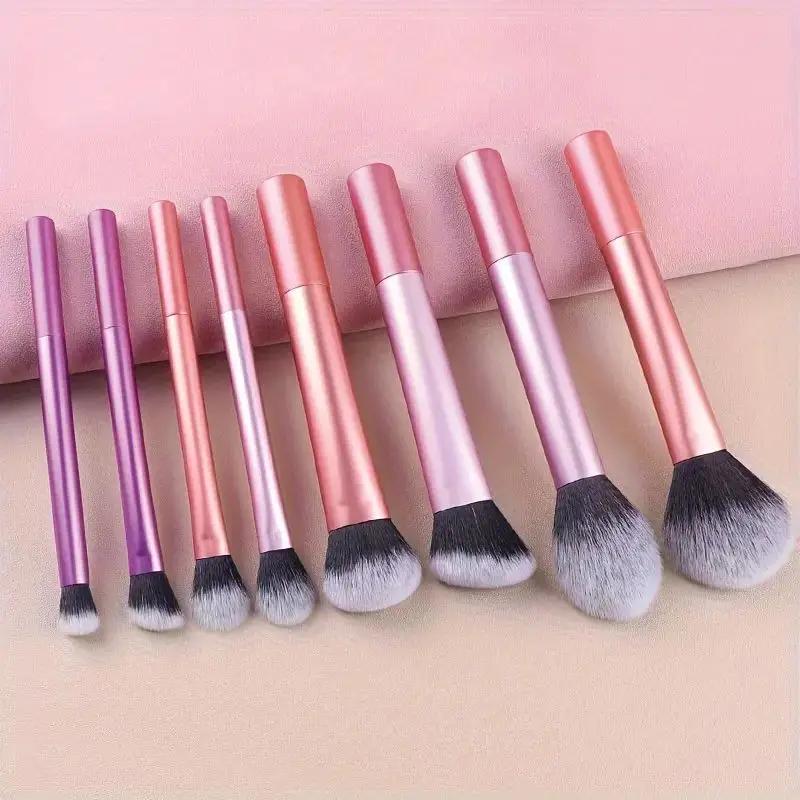 Ensemble de pinceaux de maquillage professionnels 8 pièces, cheveux synthétiques doux et de qualité 