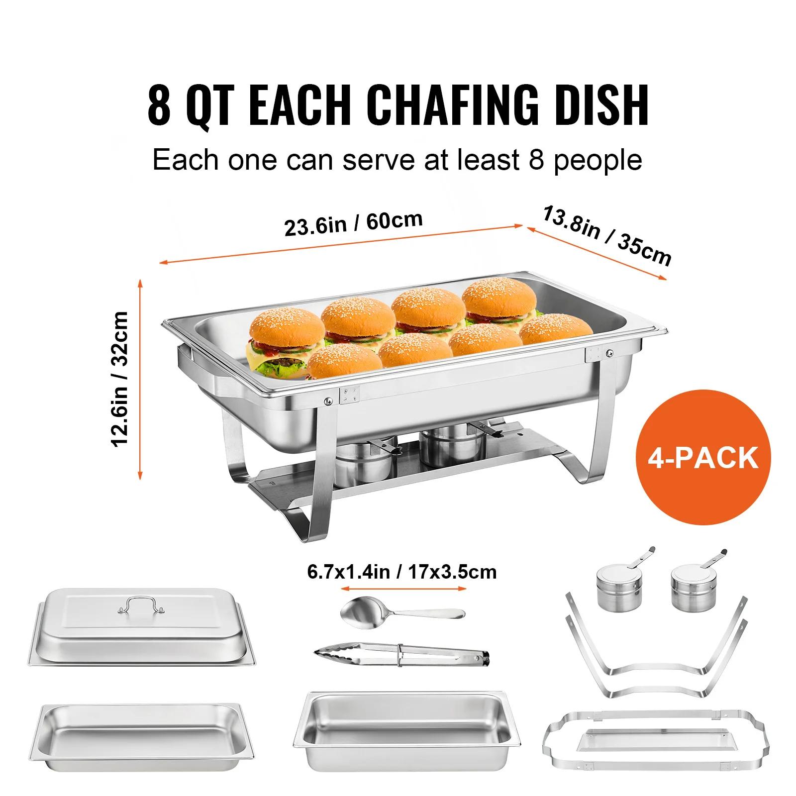 SucceBuy – réchaud rectangulaire 8QT, 4/6 paquets, chafer en acier inoxydable avec poêles pleine tai