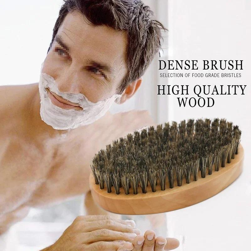 Brosse à cheveux pour hommes en poils de sanglier pour barbe naturelle, brosse à barbe, peigne à ras