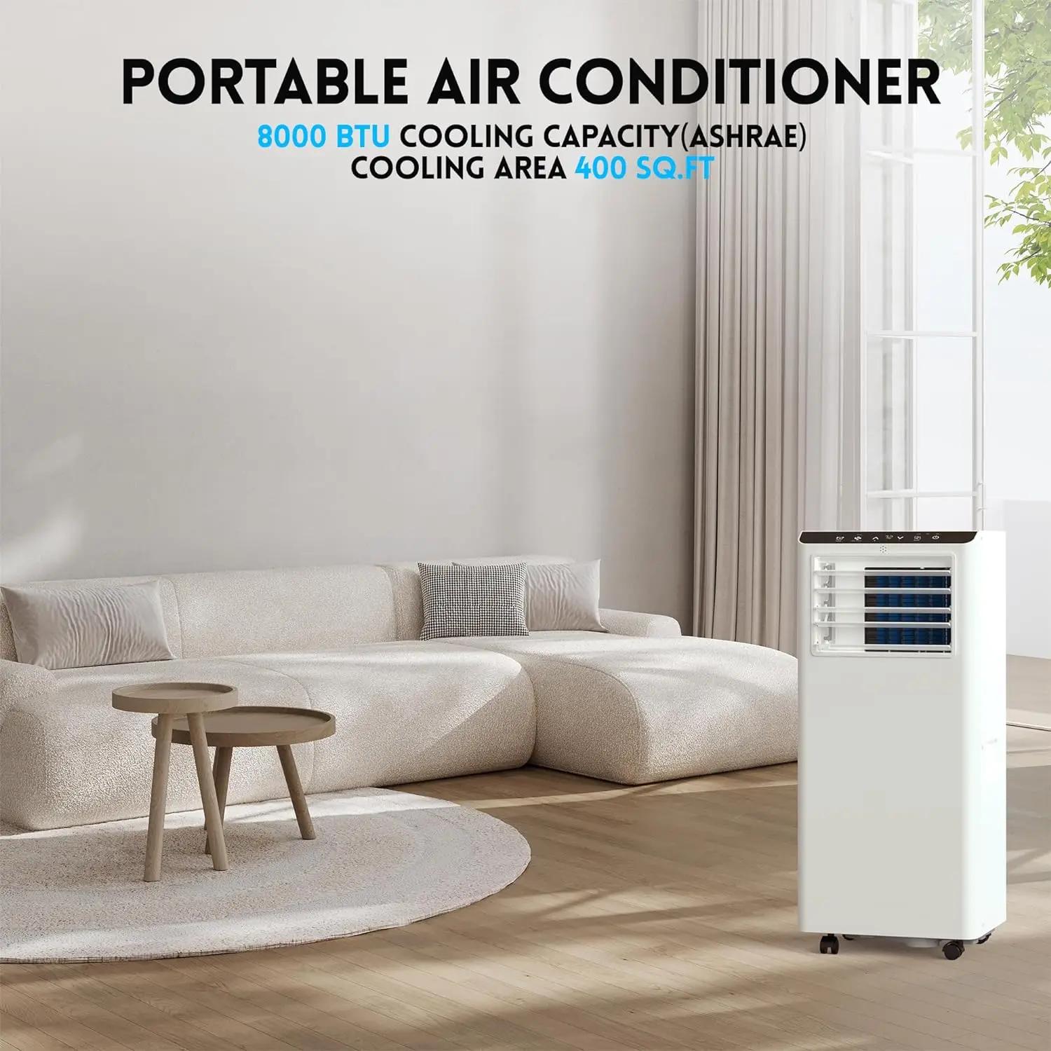 Climatiseur portable 8500 BTU avec télécommande à écran LCD, refroidissement AC jusqu'à 350 pieds ca