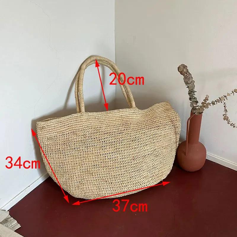 Nouveau sac à bandoulière en raphia grande capacité pour l'été, sac à main en herbe naturelle tressé