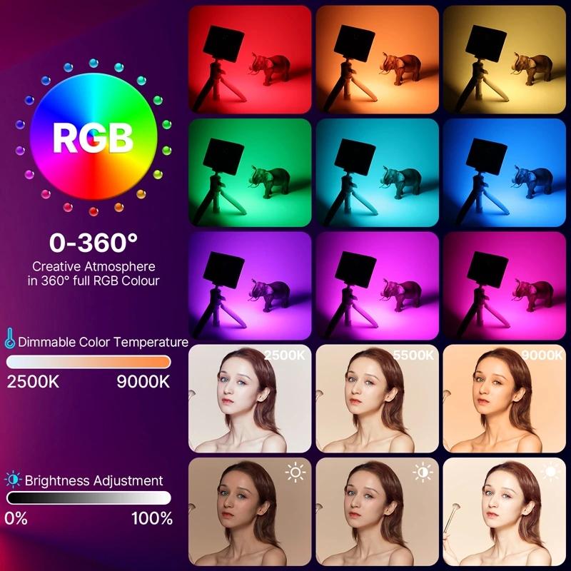 Ulanzi LT002 7 pouces poche LED lumière vidéo RGB panneau lumineux CRI 95 + 2500-9000K avec nid d'ab