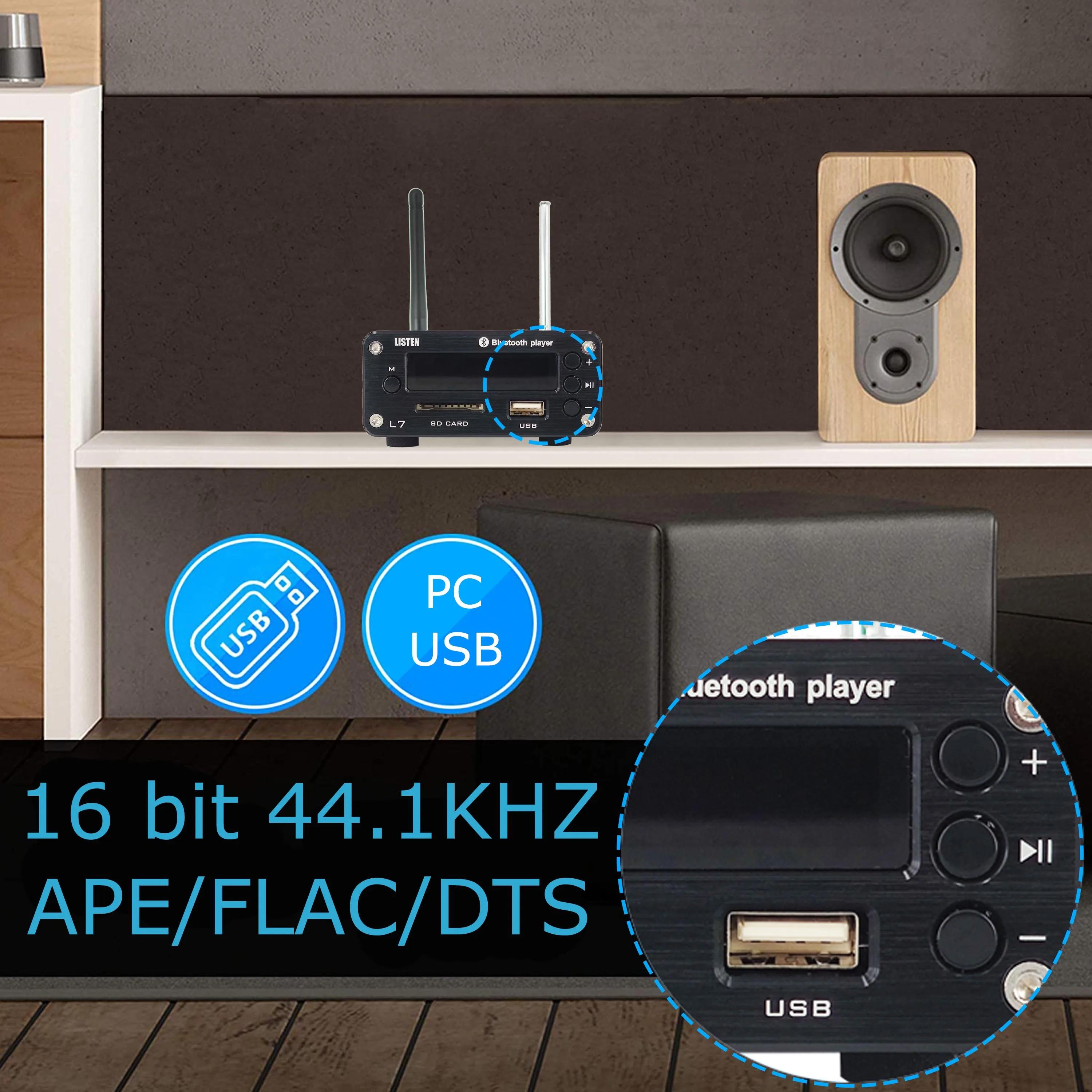 L7 HiFi Bluetooth 5.0 récepteur DAC préampli Audio stéréo lecteur de musique USB Radio FM amplificat
