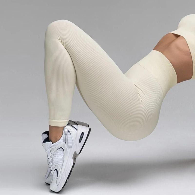 Pantalons de Yoga côtelés pour femmes, Leggings de gymnastique taille haute, collants de Sport, Fitn