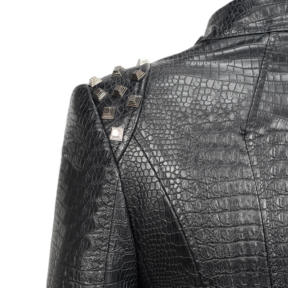 Mode SX femmes Crocodile Rivet PU veste forme parfaite moto vélo veste