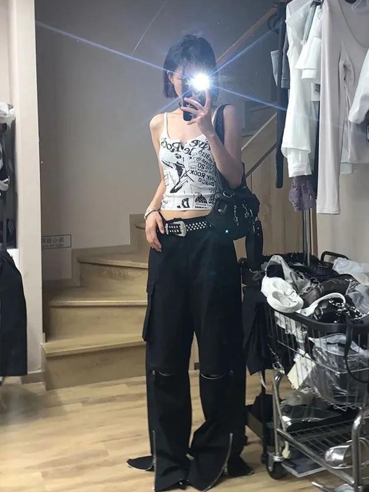 Y2K-Haut court en tricot à fibres imprimées E-Girl Punk pour femmes, haut d'été, nickel é, grunge, 9