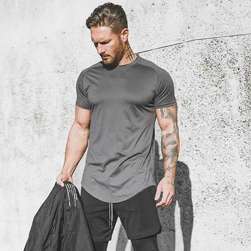 Chemises d'été à manches courtes en maille unie, séchage rapide, vêtements de gymnastique, Fitness, 