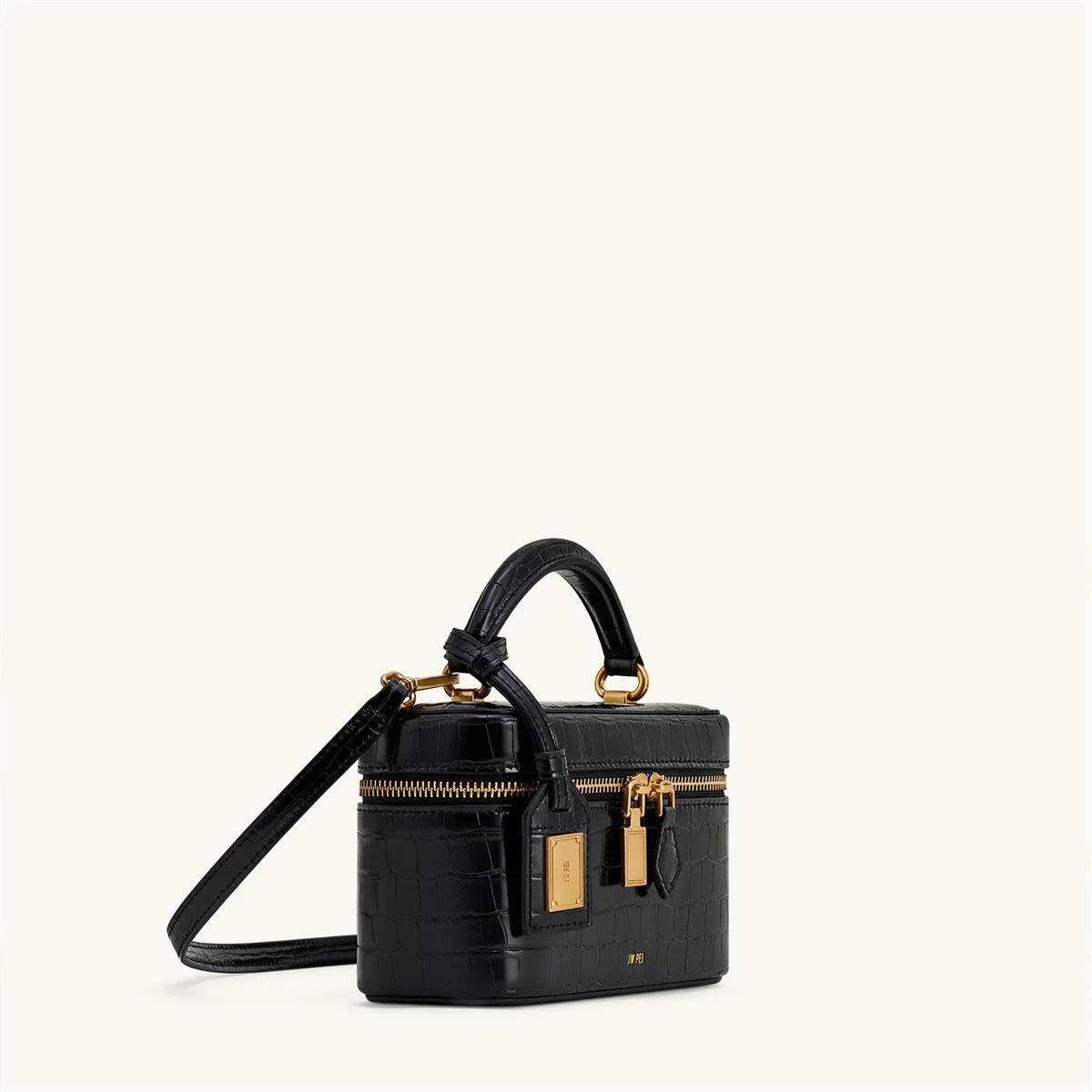 Sac à bandoulière vintage français JW PEI en cuir croco gaufré pour femme, petit sac carré, pochette