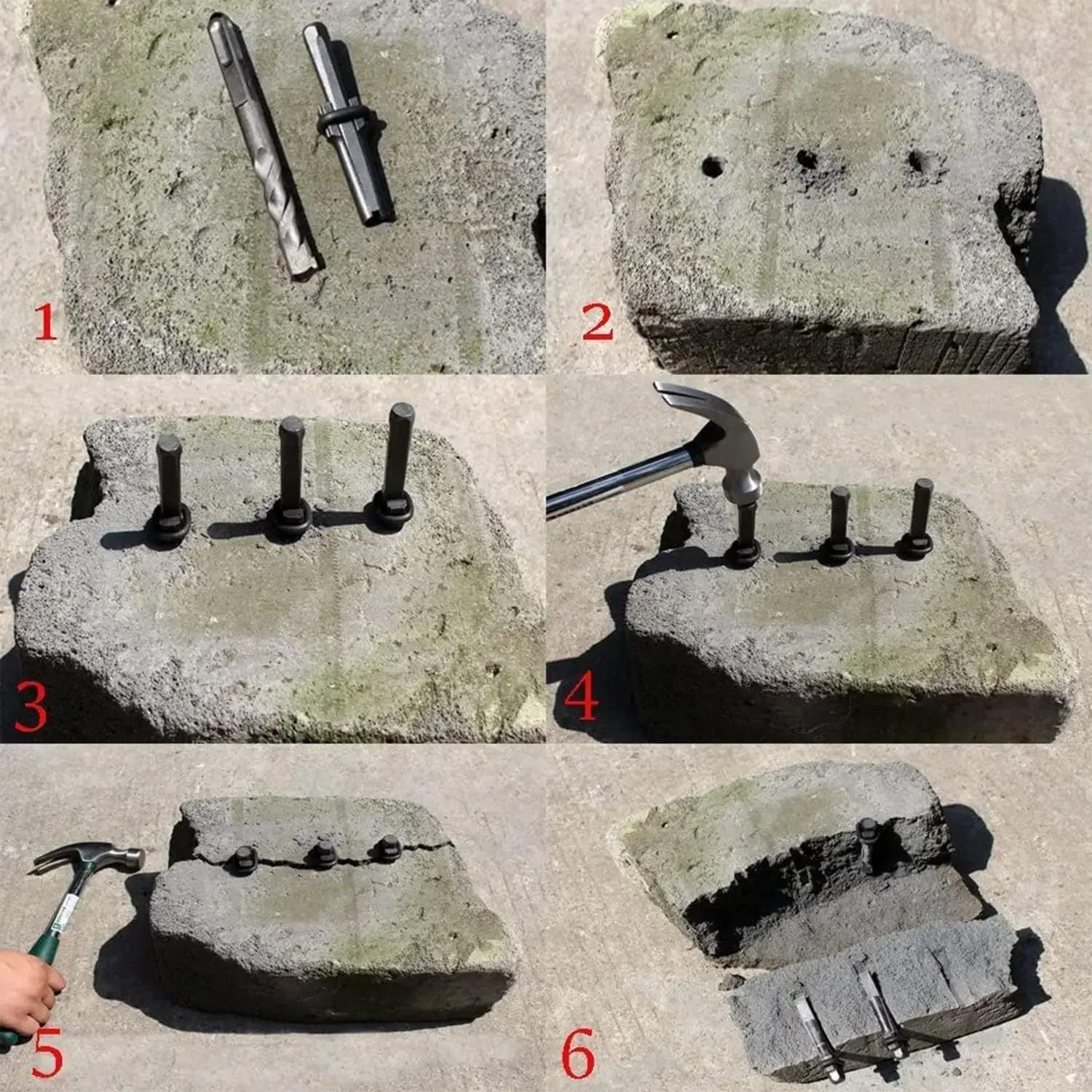 Cales et plumes RapDuty Outils de fendage de pierre pour béton, séparateur de pierre de roche, outil