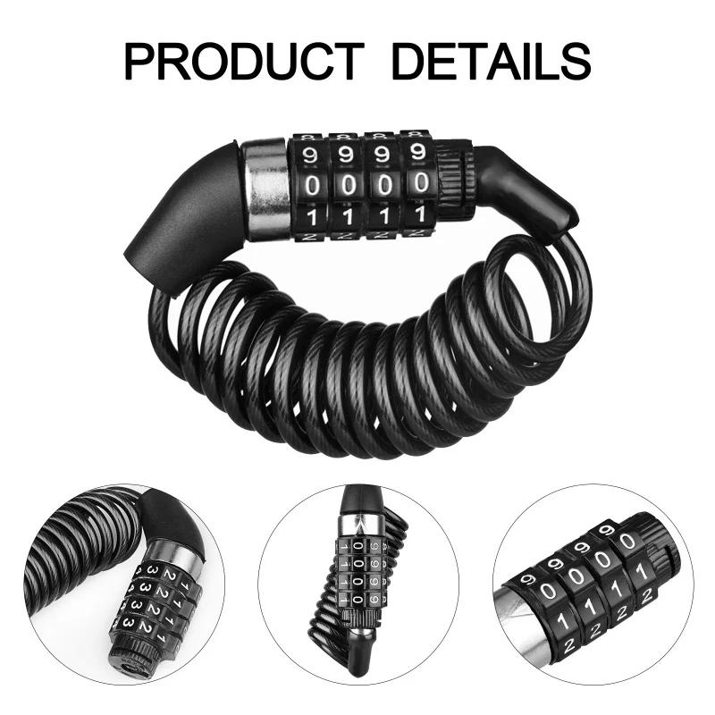 Chaîne de verrouillage de casque classique Durable, combinaison de mot de passe à 4 chiffres, vélo P