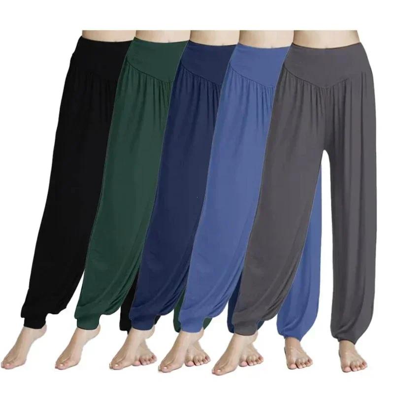 Pantalon élastique en coton doux pour femme, pantalon de yoga décontracté, pantalon de danse sportiv
