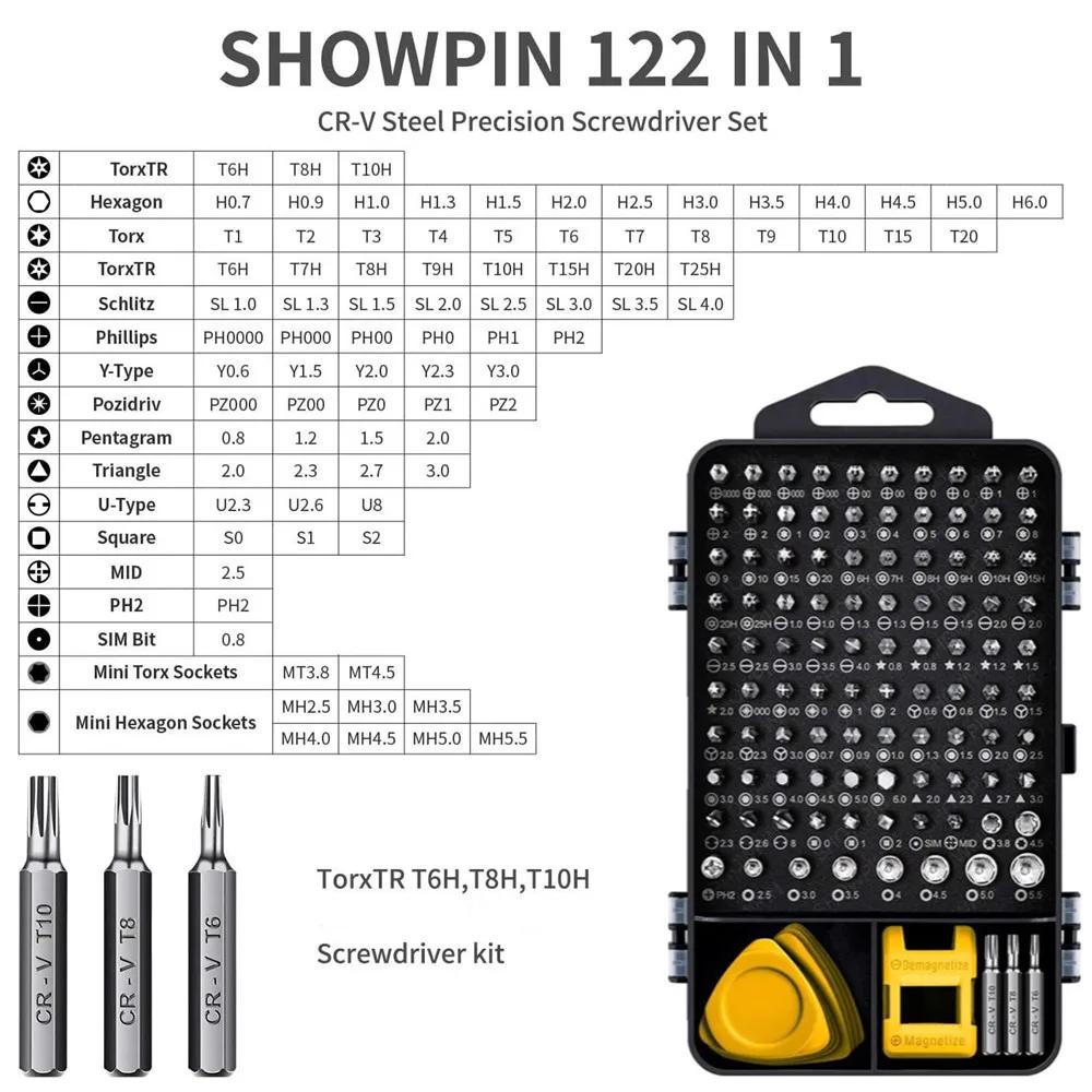 Kit de réparation d'ordinateur, Kit de tournevis magnétique pour ordinateur portable 122 en 1, jeu d