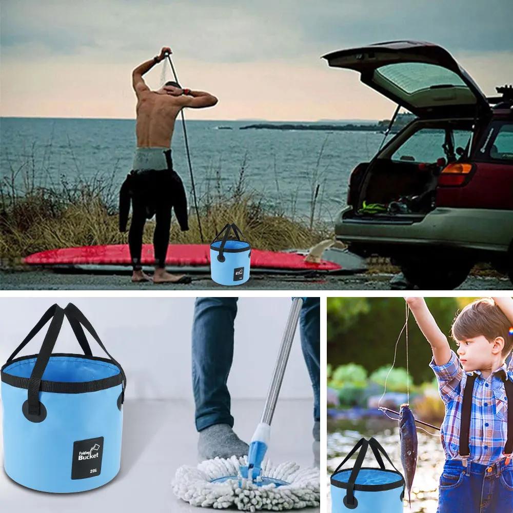 Sacs d'eau étanches 20l, seau pliant, seau pliable Portable pour l'extérieur, conteneur d'eau, seau 