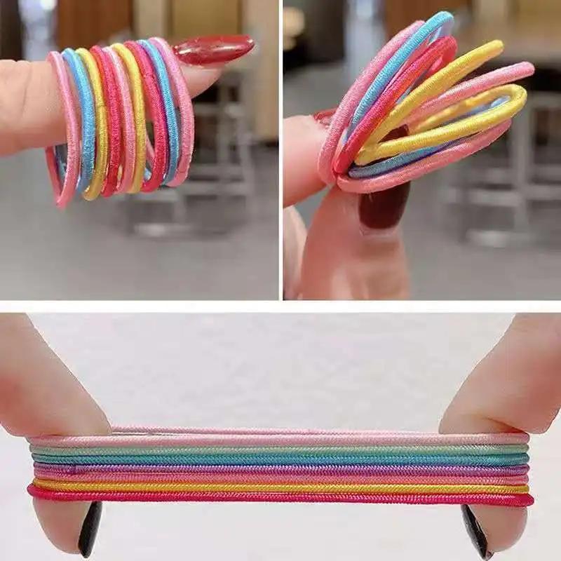 100 pièces/ensemble filles bandes de cheveux élastiques filles accessoires de cheveux 2.5cm élastiqu