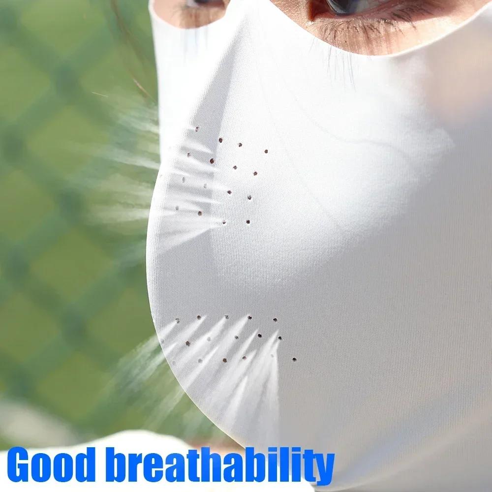 Femmes été Protection UV cou écharpe glace soie masque facial couverture extérieure enveloppement co