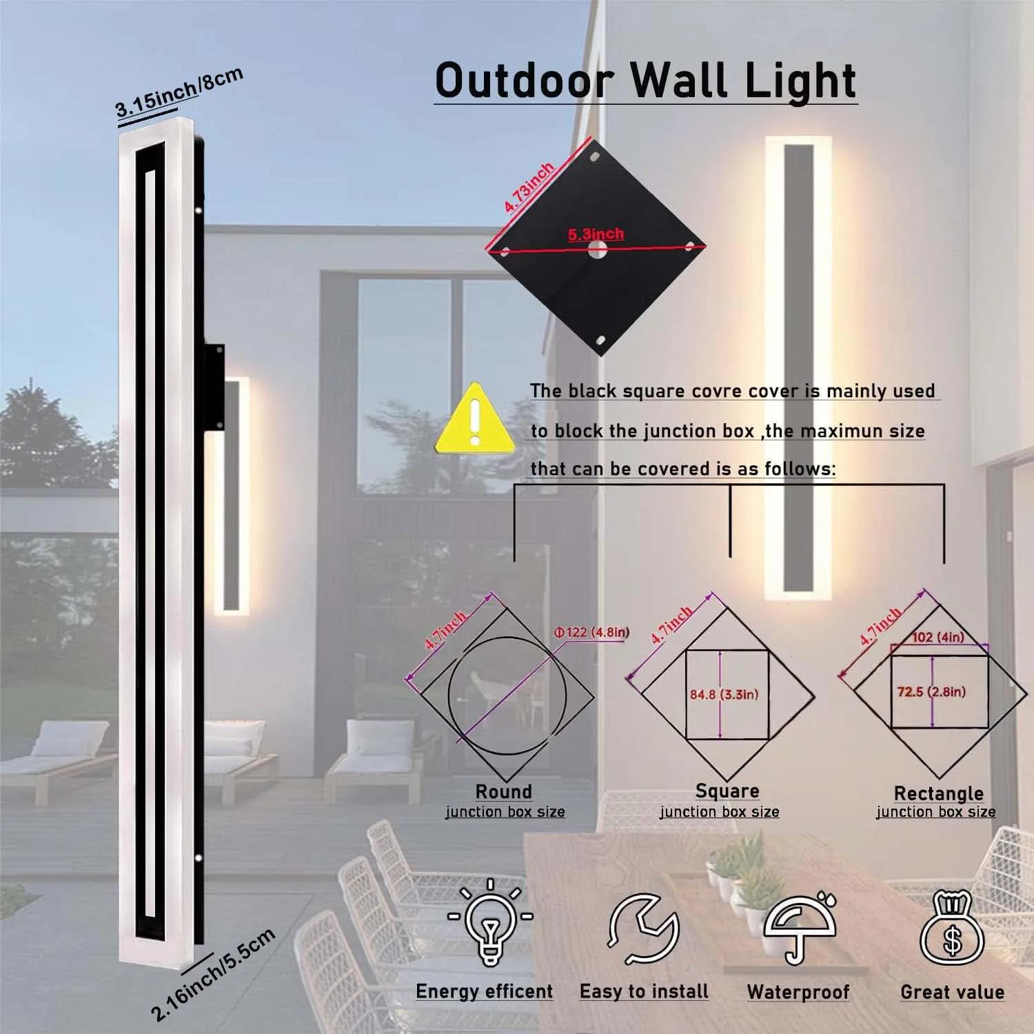 Lampes murales LED modernes à longue bande extérieure, applique murale élégante en acrylique blanc g
