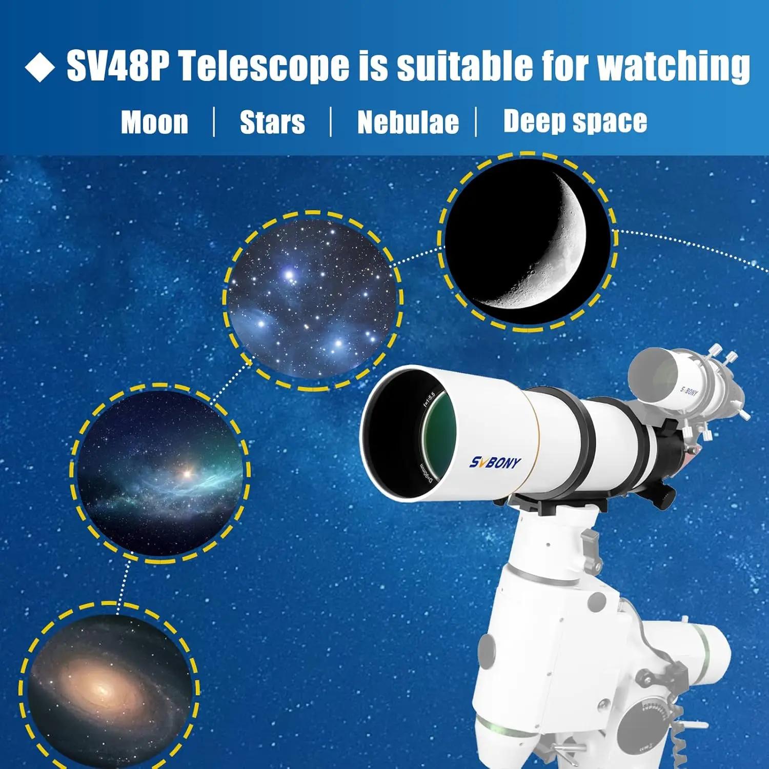 Télescope Svbony SV48P 90/102 mm - Réfracteur double vitesse pour l'astrophotographie du ciel profond