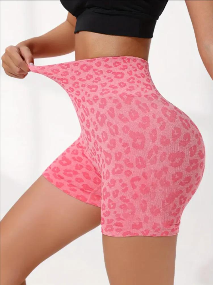 Taille haute pêche hanche séchage rapide serré portant des pantalons de yoga léopard européens et am