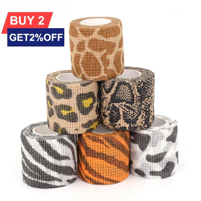 Bandage élastique auto-adhésif imprimé animal, bande ronde de sport pour Li-des doigts, trousse de p