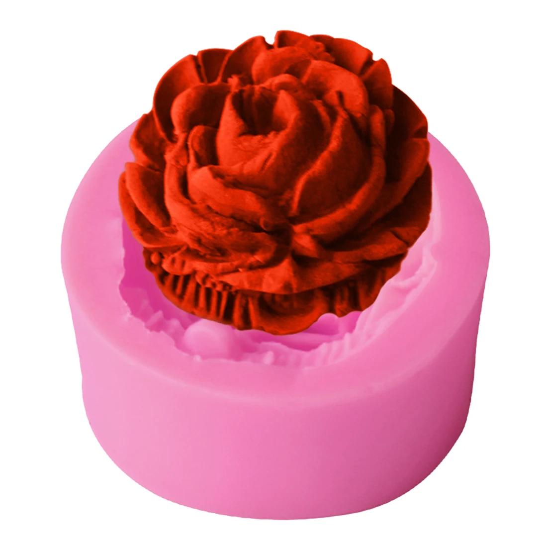 Moule 3D en Silicone avec fleur de Rose, outils de décoration de gâteaux, Fondant, décoration cadeau
