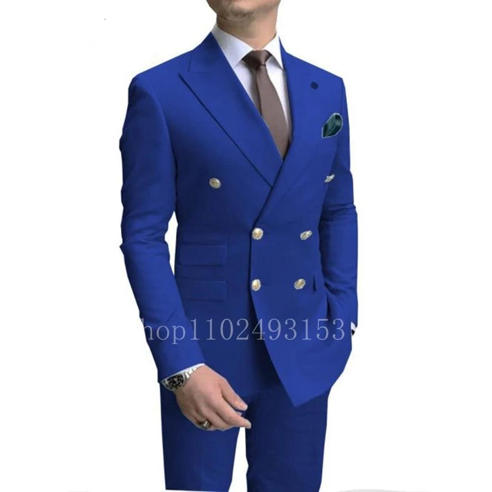 Costume de mariage pour Homme, 2 pièces, blanc, Slim Fit, élégant, Double boutonnage, formel, nouvel