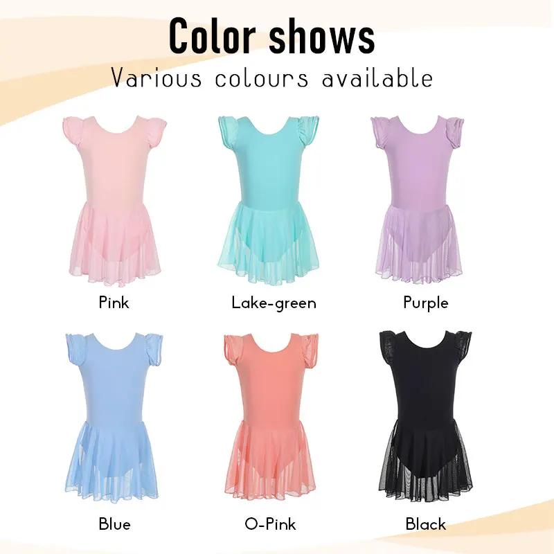 Justaucorps de Ballet pour filles, jupe, robe de soirée, en coton, vêtements de gymnastique, pour fe