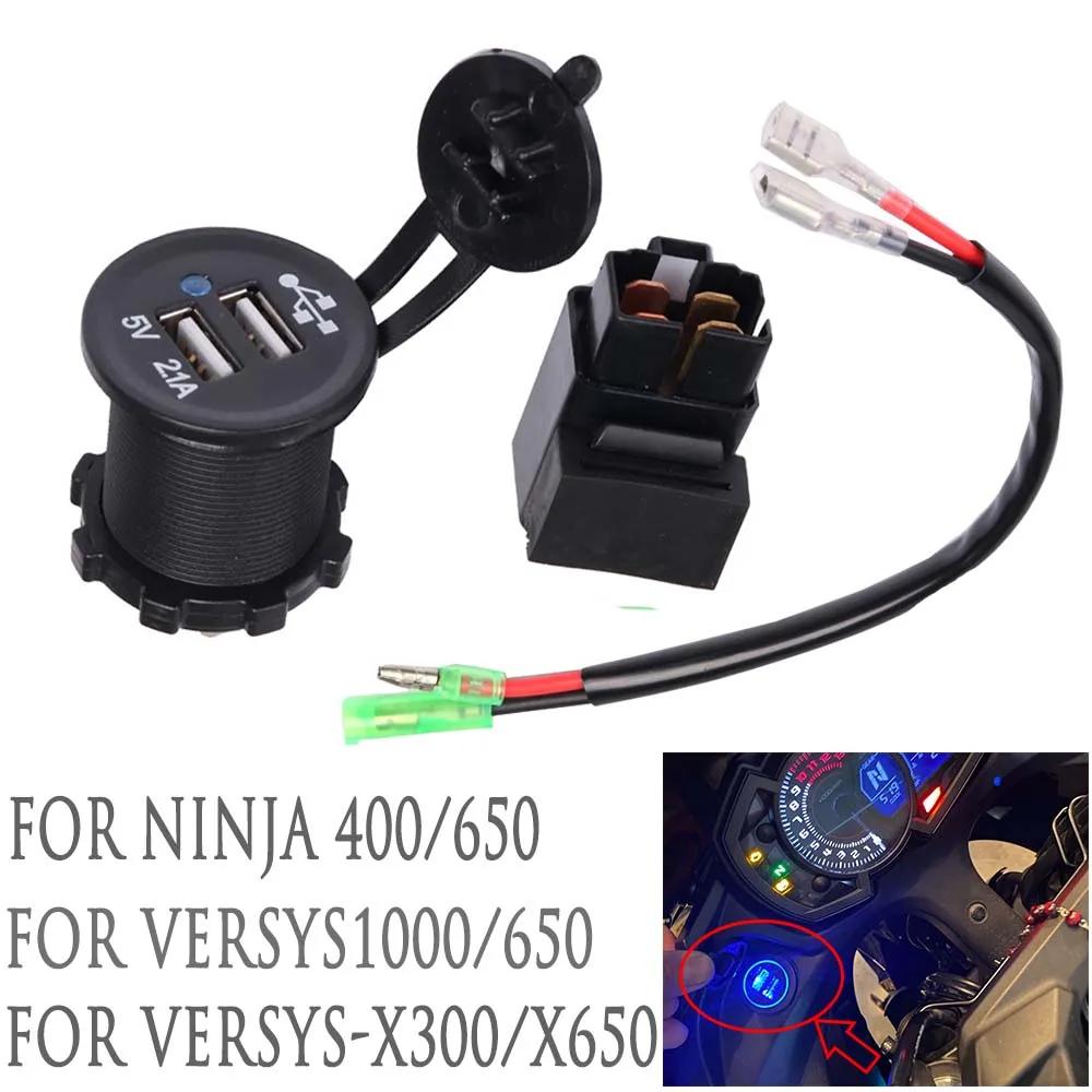 Caméra de moto téléphone portable USB chargeur rapide avec relais pour Kawasaki Ninja 400 650 Versys