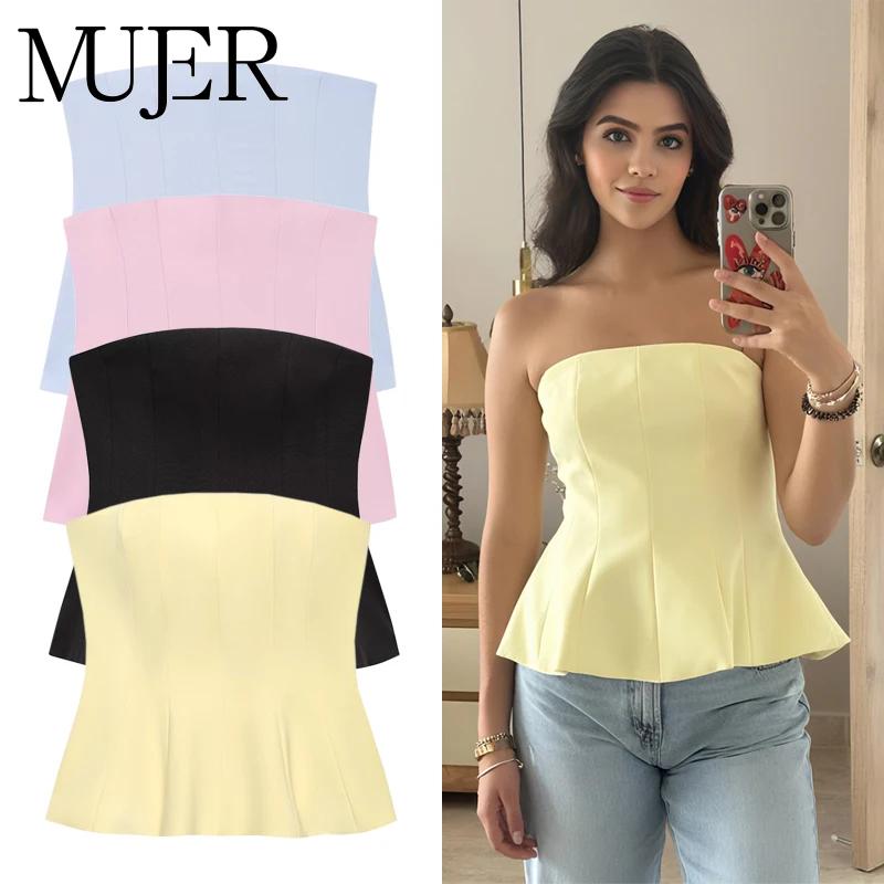 MUJER 2025 Corset bustiers pour femmes hors épaule haut court femme Sexy dos nu débardeur femmes jau